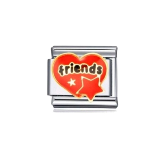 Italian Charm Bracelet Modular Heart with Friends & Star DIY Nomination Necklace - Picture 1 of 11